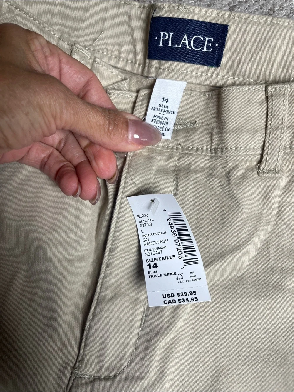 The Children's Place Khaki Straight-Leg Pants 14Slim. 2795/bb17-1:v